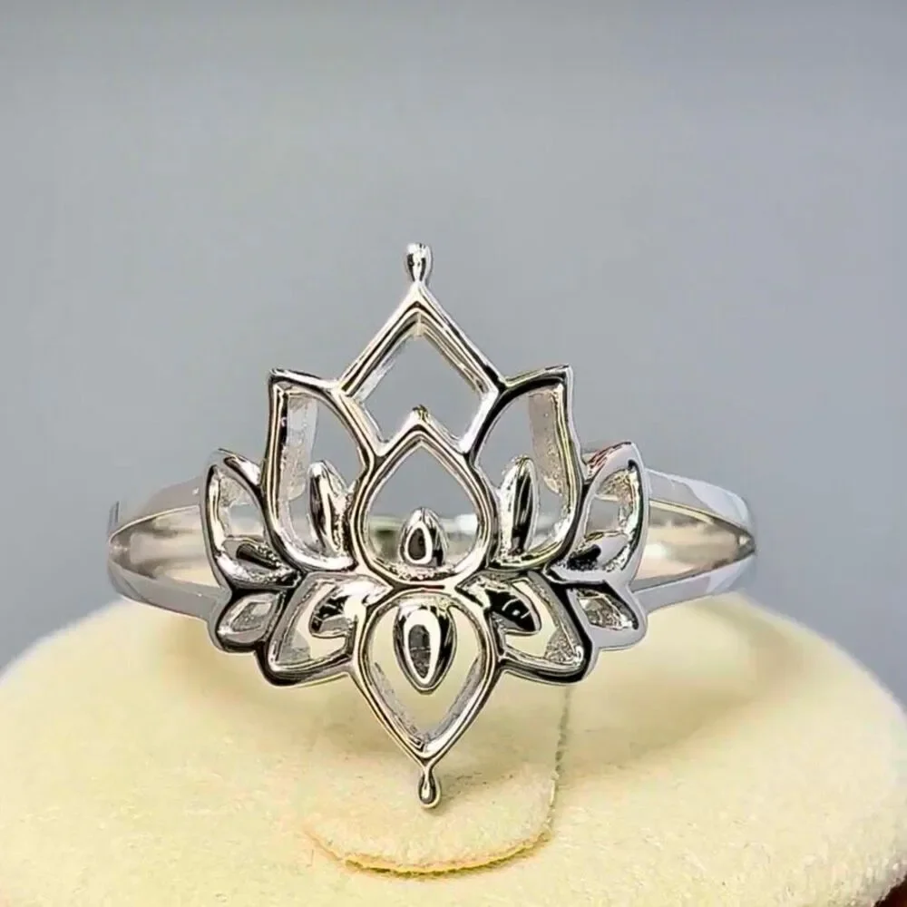 Sterling Silver Lotus Flower Ring New - Picture 7 of 7